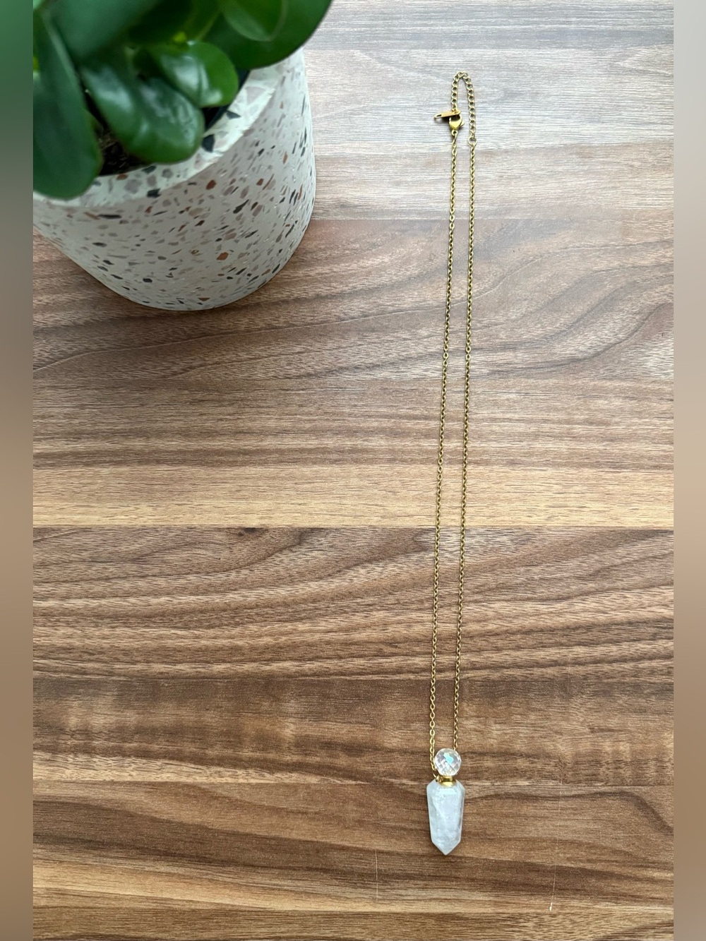 Crystal Vial Pendant Necklace with Liquid Dropper